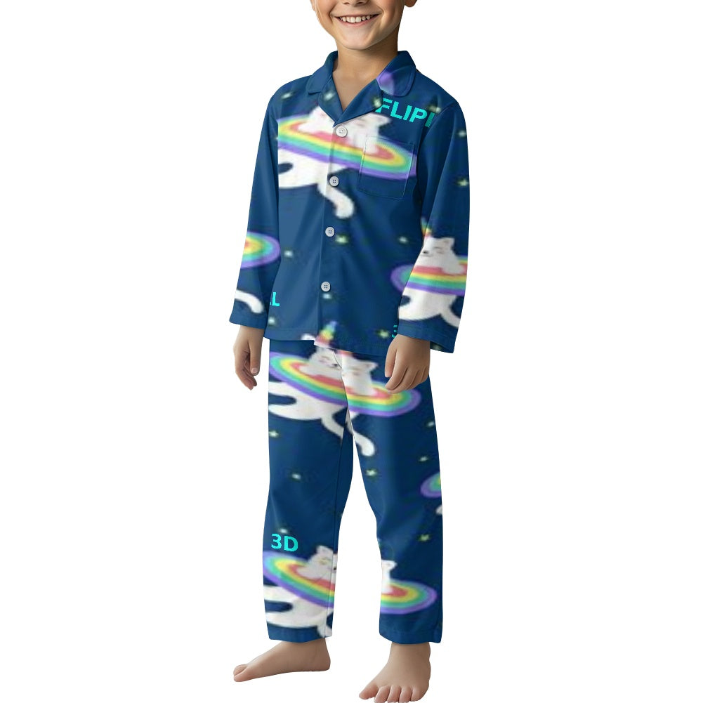 Conjunto de pijama | Manga Larga con Botones para Niños Unisex **FLIPI FULL 3D** | Comodidad Nocturna | Envíos Gratis **FLIPISHOP.COM**