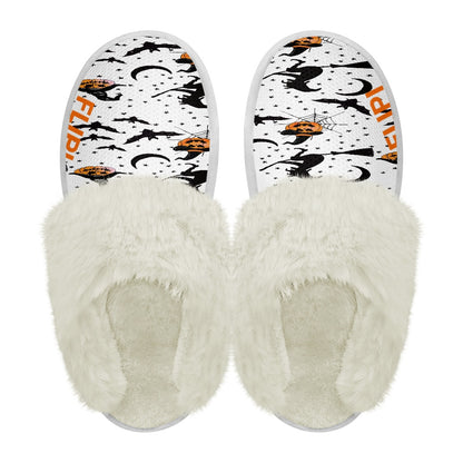 Pantuflas térmicas para el hogar. Zapatillas de algodón con bordes de piel impresiones de halloween 3D FLIPI-2024.Envío 0.00 €.