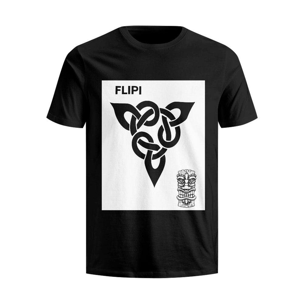 Camiseta negra de algodón puro (personalizada en 2D en la parte delantera y trasera), Marca FLIPI 3D , moda deportiva y versátil, envío 0.00 $.