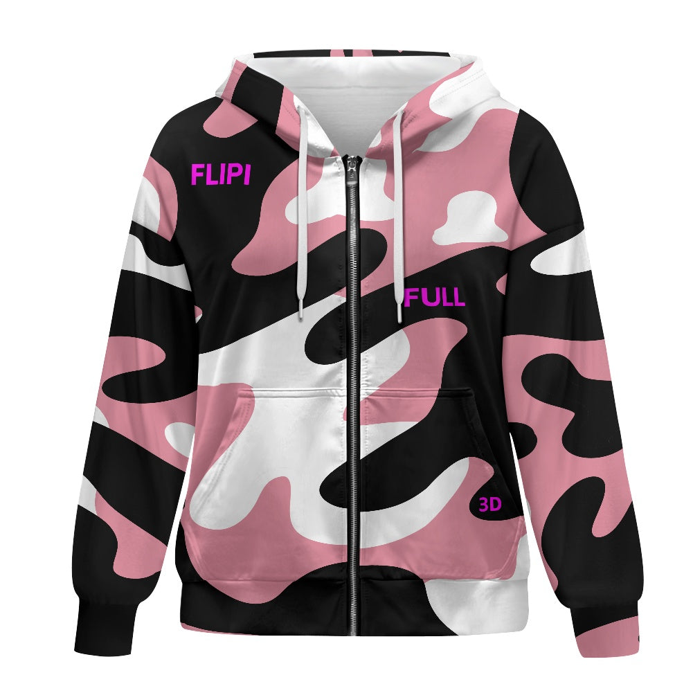 Sudadera Holgada con Cremallera y Capucha para Mujer | Marca **FLIPI FULL 3D** Nuevos Diseños - 2025   | Envíos Gratis en **FLIPISHOP.COM**