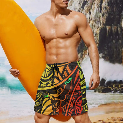 Pantalones cortos de playa para hombre con estampado integral 3D FLIPI, moda 2024 Versátil, Deportivo.Envío 0.00 $.