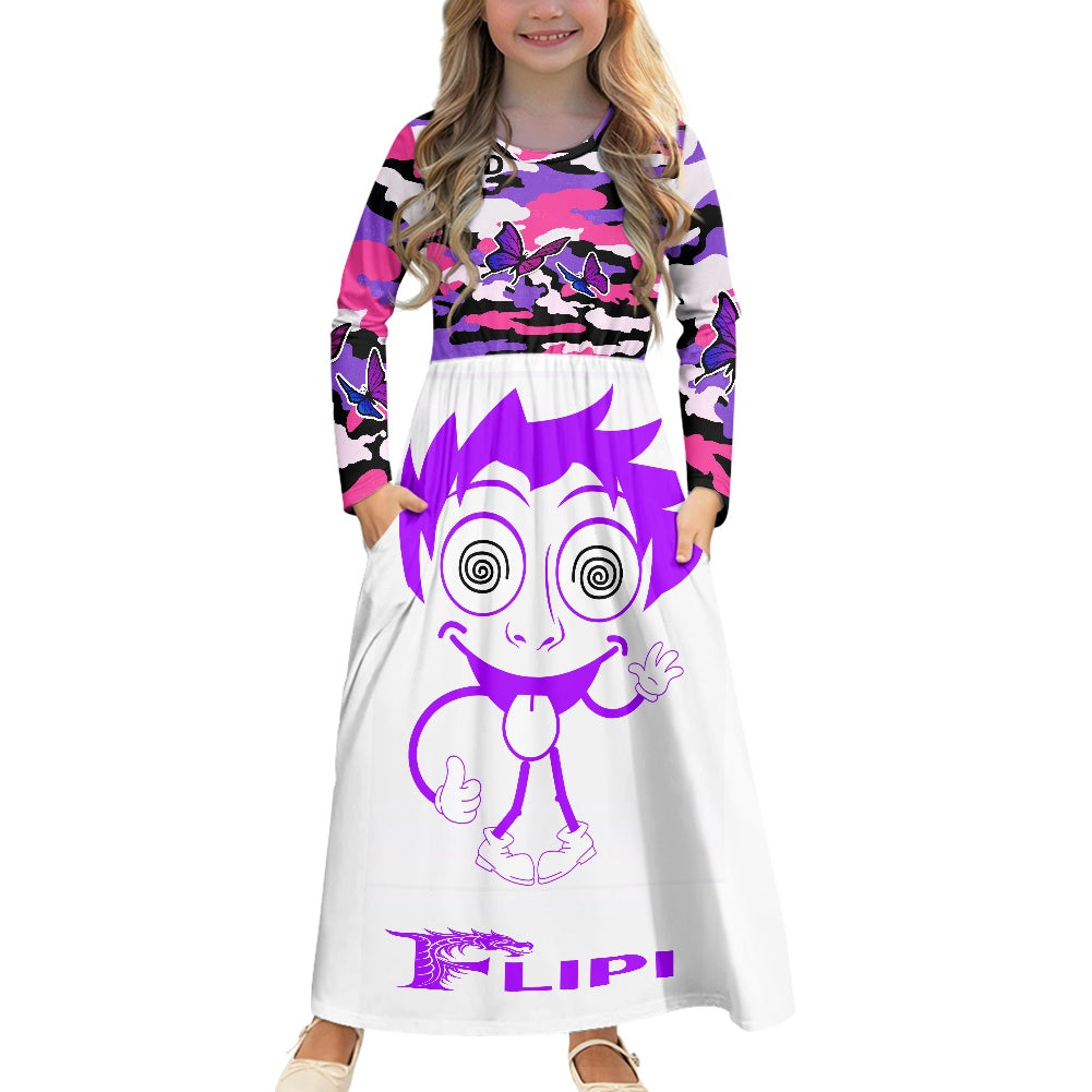 Vestido de Manga Larga para Niñas | Camuflaje Rosa - Nuevos Diseños - 2025 **FLIPI FULL 3D** | Envío Gratis **FLIPISHOP.COM**