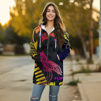 Sudaderas chaqueta con capucha y largo medio para mujer, Nuevos diseños 3D FLIPI, Con un toque Deportiva y Urbano a la vez, Envios 0.00$.