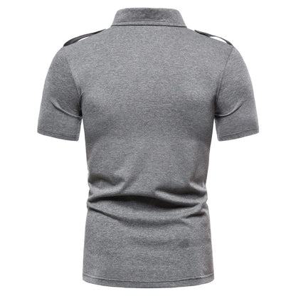 Camisa para hombre, nueva marca, informal, de color sólido, con doble bolsillo, para hombre, polo de entrenamiento de combate tipo cargo, camisetas de verano para hombre