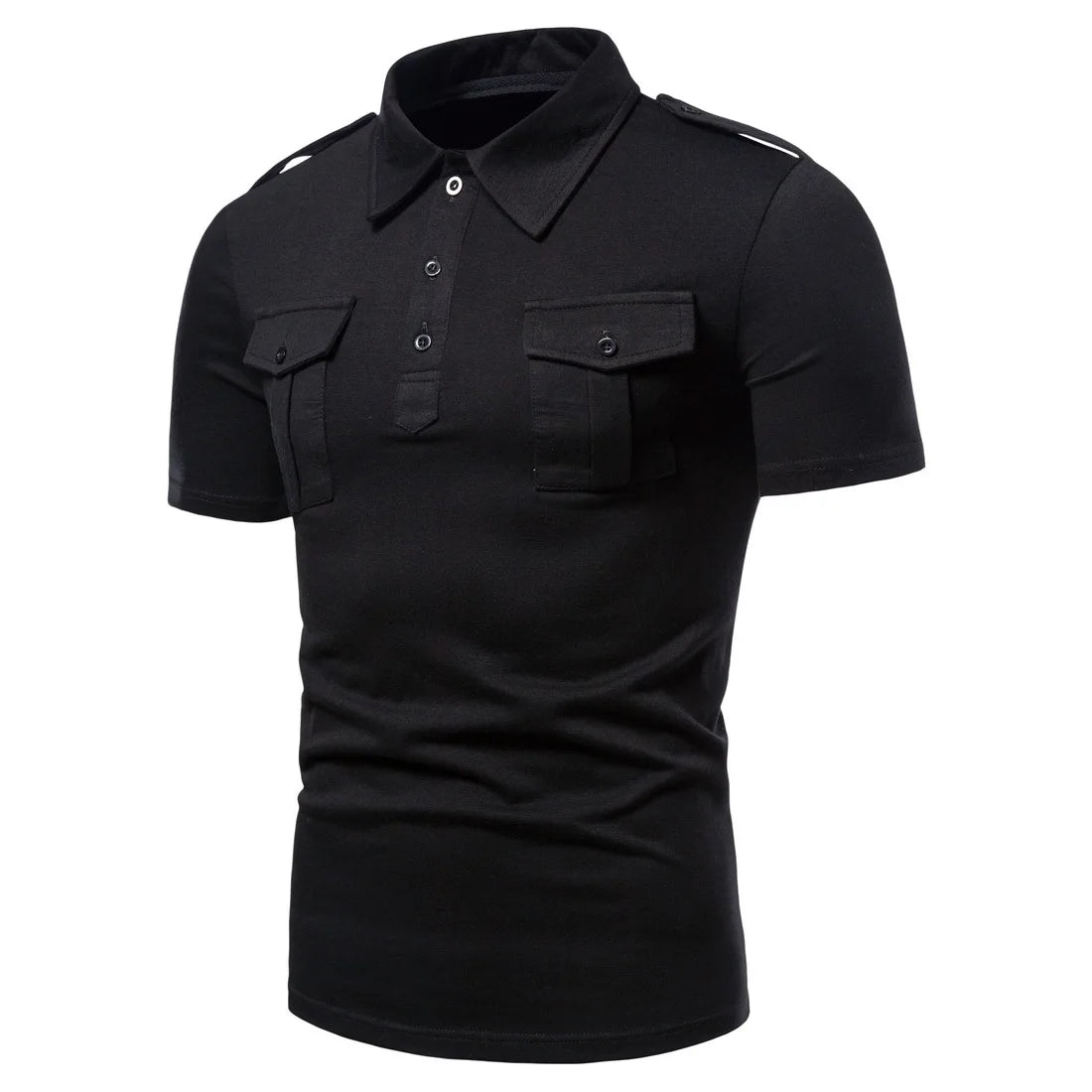 Camisa para hombre, nueva marca, informal, de color sólido, con doble bolsillo, para hombre, polo de entrenamiento de combate tipo cargo, camisetas de verano para hombre