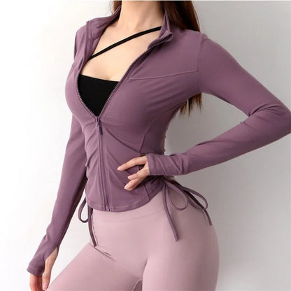 Chaqueta Deportiva de Nailon para Mujer | Camiseta de Yoga con Orificio para el Pulgar | Envío Gratis en **FLIPISHOP.COM**