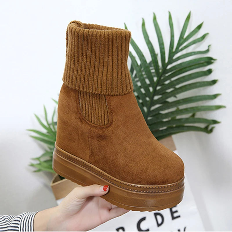 Botas de Media Pantorrilla para Mujer | Invierno, Punto de Lana, Tacón Oculto y Plataforma de Moda | Envío Gratis en **FLIPISHOP.COM**