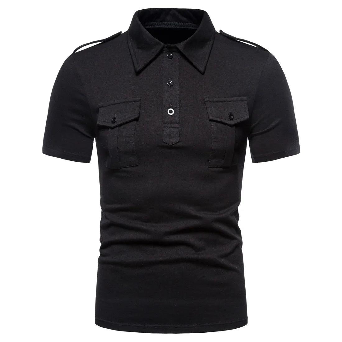 Camisa para hombre, nueva marca, informal, de color sólido, con doble bolsillo, para hombre, polo de entrenamiento de combate tipo cargo, camisetas de verano para hombre