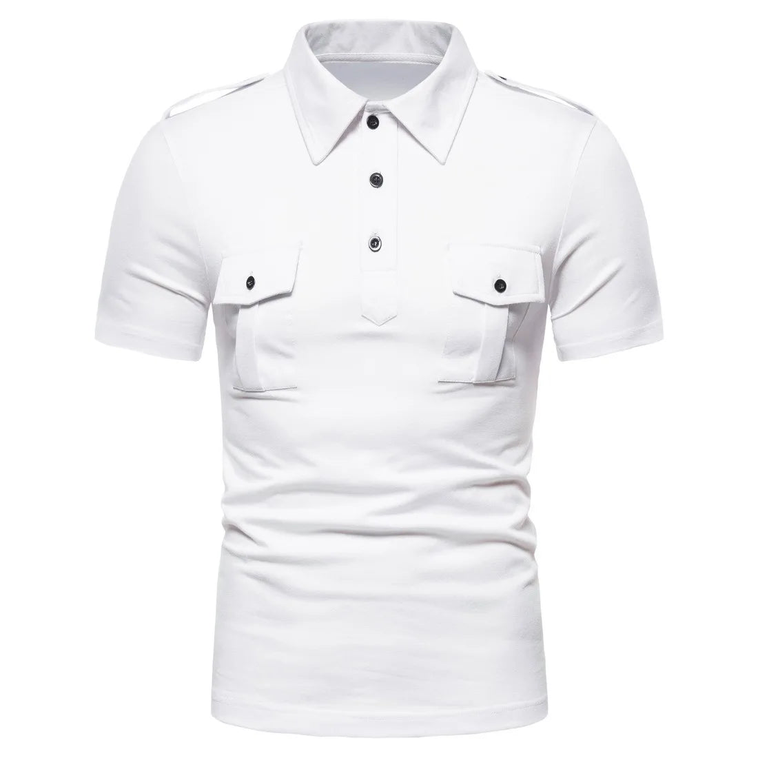 Camisa para hombre, nueva marca, informal, de color sólido, con doble bolsillo, para hombre, polo de entrenamiento de combate tipo cargo, camisetas de verano para hombre