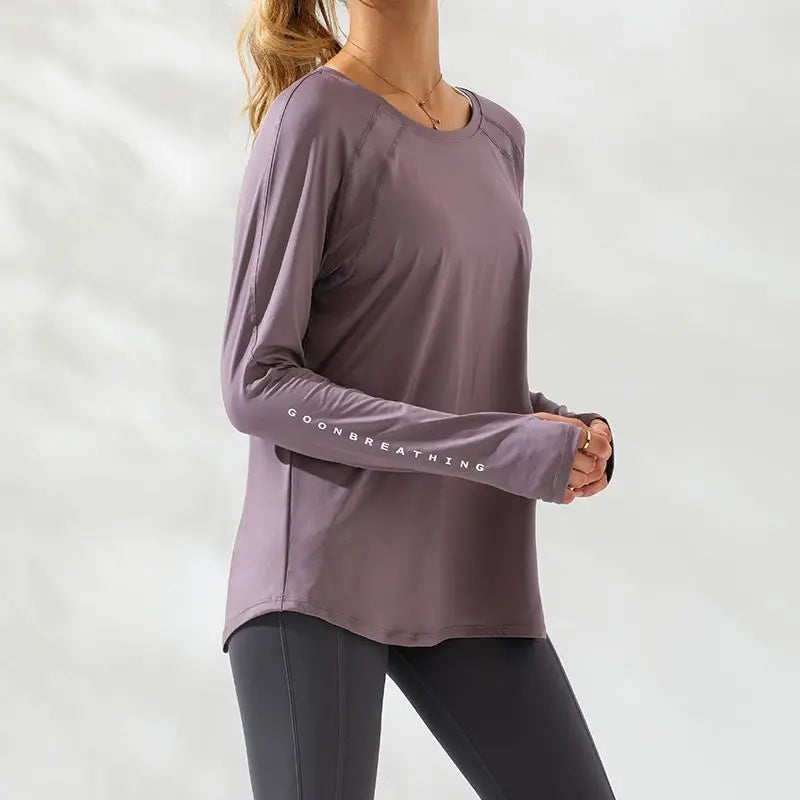 Camiseta deportiva de manga larga para mujer, blusa holgada para gimnasio, camisetas de entrenamiento de talla grande, camisetas de yoga, chaqueta, ropa de ejercicio