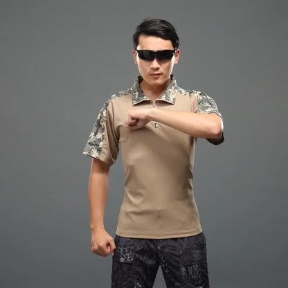 Camisa táctica de manga corta para hombres y mujeres, de camuflaje, para caza y pesca, ropa deportiva para exteriores, para acampar, de secado rápido, para verano