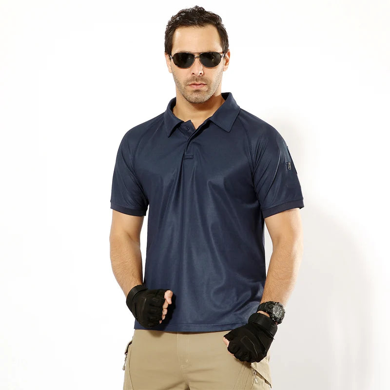 Camisa polo de verano para hombre, camisa informal de camuflaje militar, camisa corta táctica de gran tamaño