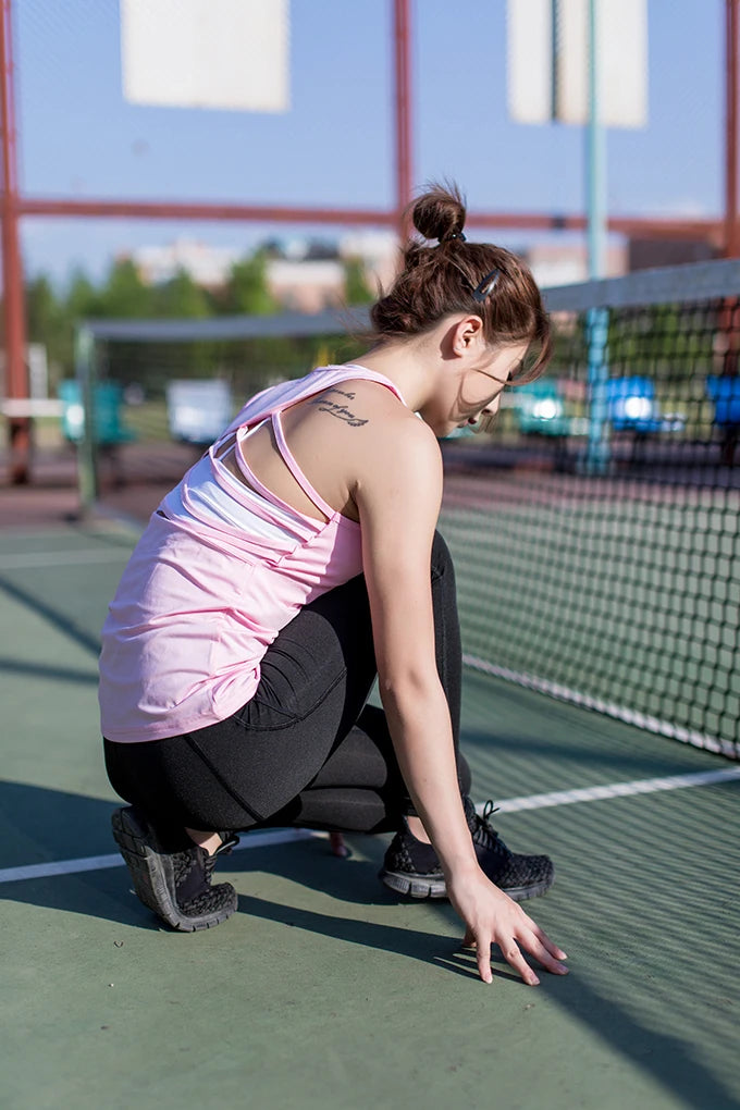 Camiseta sin mangas deportiva con diseño cruzado para mujer, elástica, deportiva, push up, a prueba de golpes, para fitness, running, yoga, V1401