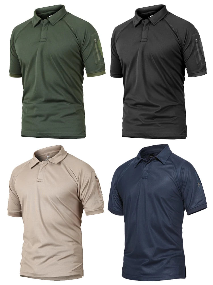 Camisa polo de verano para hombre, camisa informal de camuflaje militar, camisa corta táctica de gran tamaño