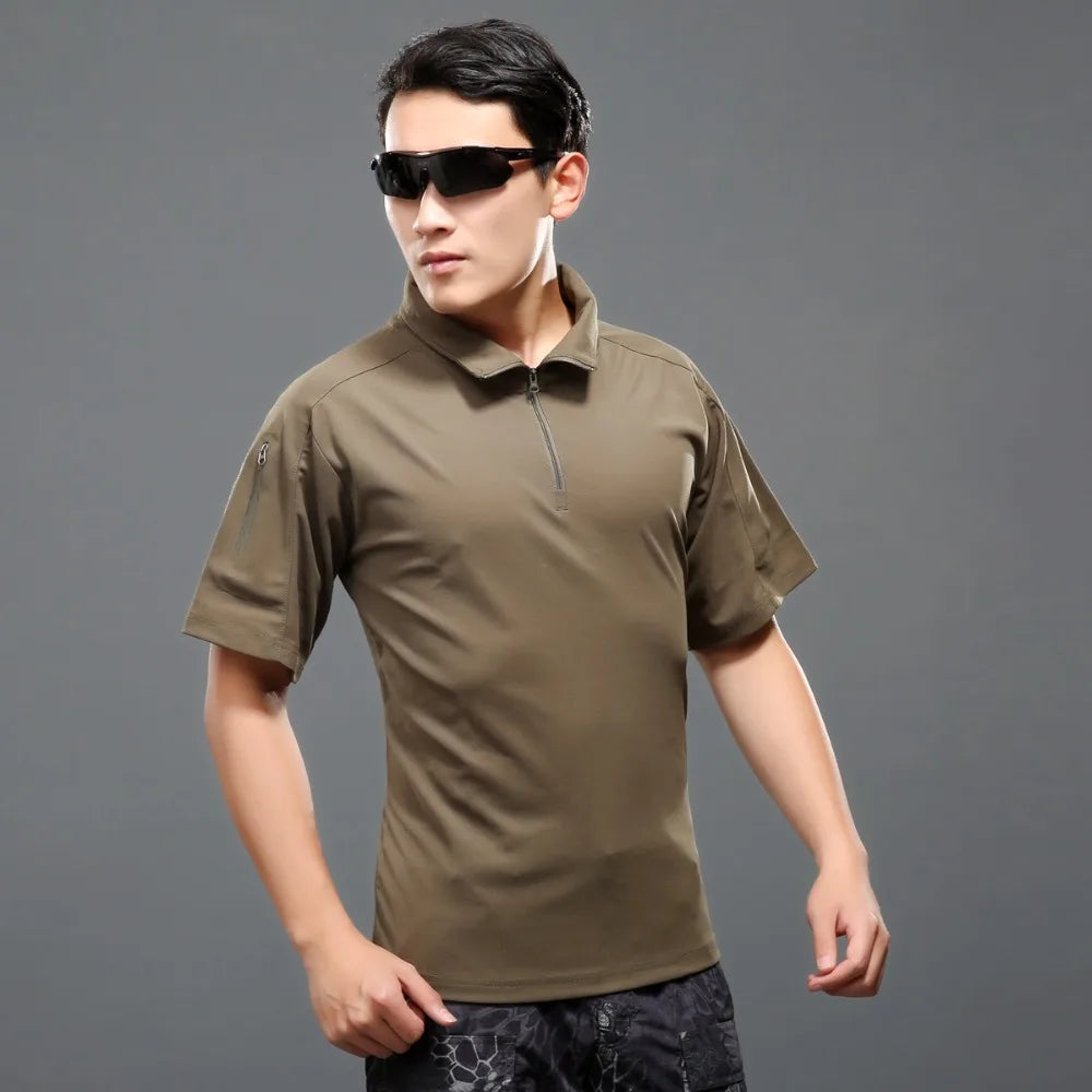 Camisa táctica de manga corta para hombres y mujeres, de camuflaje, para caza y pesca, ropa deportiva para exteriores, para acampar, de secado rápido, para verano