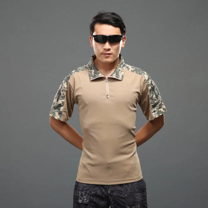 Camisa táctica de manga corta para hombres y mujeres, de camuflaje, para caza y pesca, ropa deportiva para exteriores, para acampar, de secado rápido, para verano