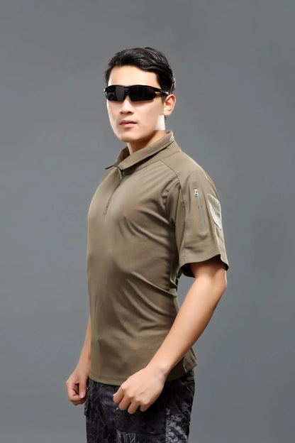 Camisa táctica de manga corta para hombres y mujeres, de camuflaje, para caza y pesca, ropa deportiva para exteriores, para acampar, de secado rápido, para verano