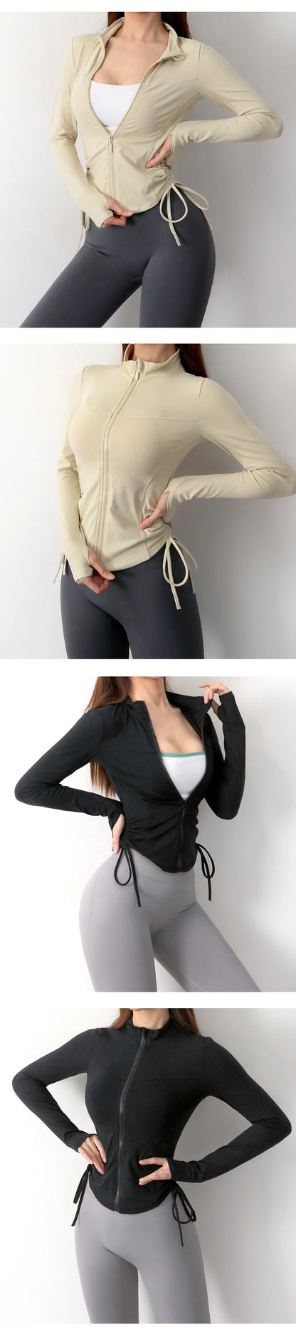 Chaqueta Deportiva de Nailon para Mujer | Camiseta de Yoga con Orificio para el Pulgar | Envío Gratis en **FLIPISHOP.COM**