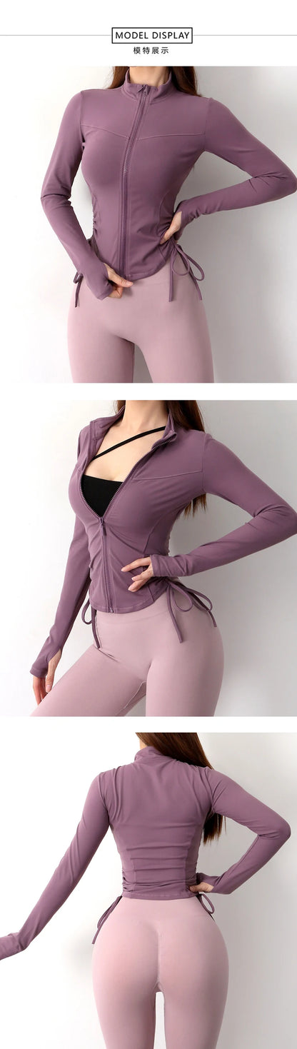 Chaqueta Deportiva de Nailon para Mujer | Camiseta de Yoga con Orificio para el Pulgar | Envío Gratis en **FLIPISHOP.COM**