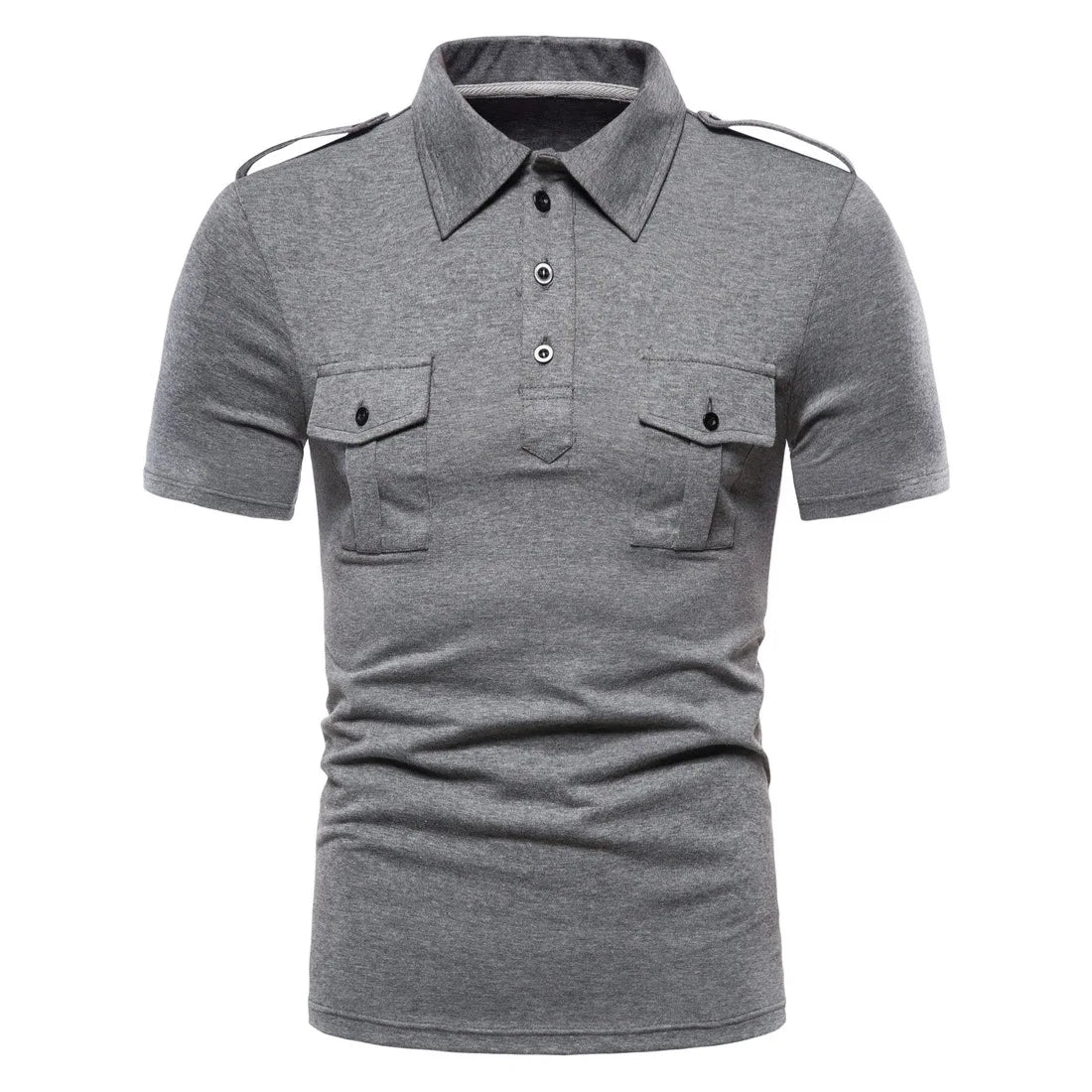 Camisa para hombre, nueva marca, informal, de color sólido, con doble bolsillo, para hombre, polo de entrenamiento de combate tipo cargo, camisetas de verano para hombre