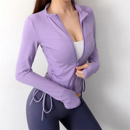 Chaqueta Deportiva de Nailon para Mujer | Camiseta de Yoga con Orificio para el Pulgar | Envío Gratis en **FLIPISHOP.COM**