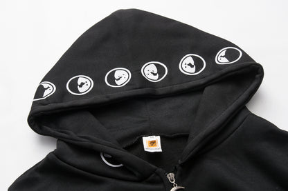 Sudadera de manga larga con estampado de luna y sudadera negra punk para mujer