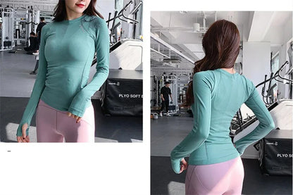 Camisetas de yoga Aithuug para mujer, ropa deportiva, camisetas de invierno y otoño, manga larga, para entrenamiento físico, gimnasio, camiseta ajustada, ropa de yoga