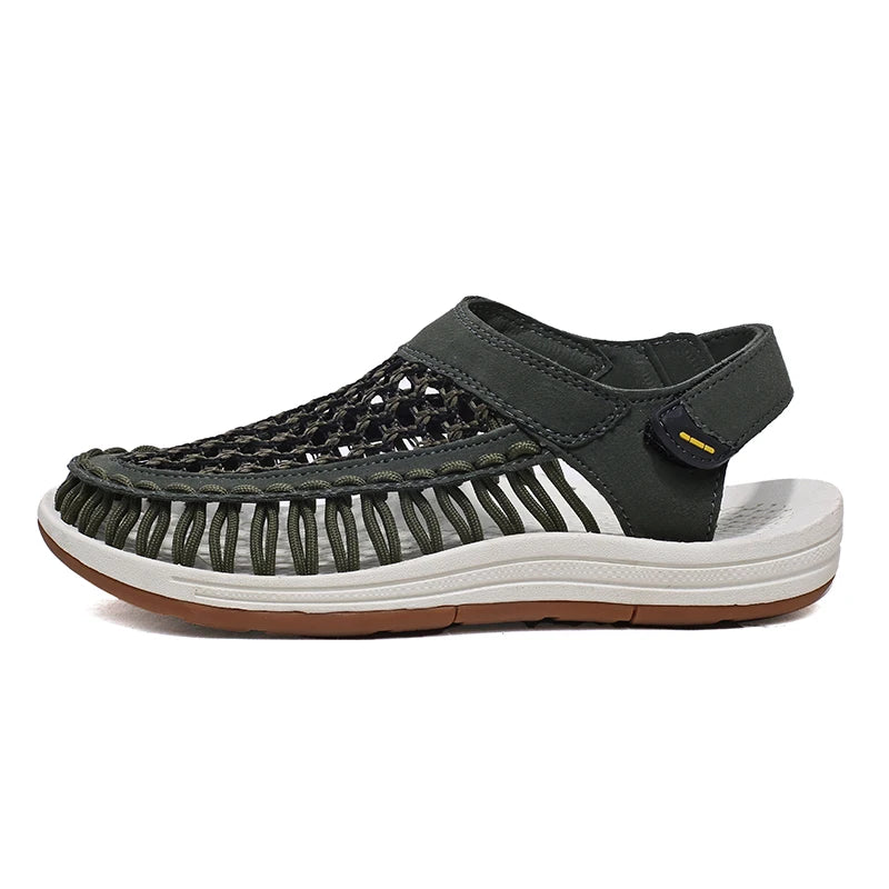 Sandalias clásicas de marca para hombre, sandalias de cuero genuino de verano para hombre, sandalias ligeras informales para exteriores, zapatillas de deporte de moda para hombre, talla 38-47, Envío 0.00 $.