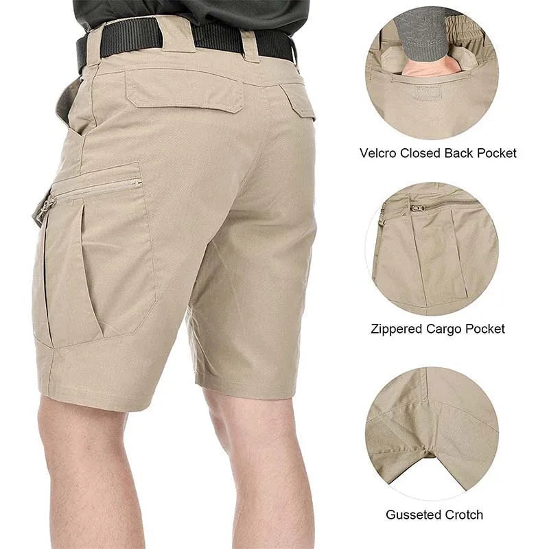 Pantalones cortos tácticos impermeables para hombre, pantalones cortos cargo para exteriores, ligeros, de secado rápido, transpirables, para senderismo, pesca, pantalones cortos cargo de gran tamaño 6XL