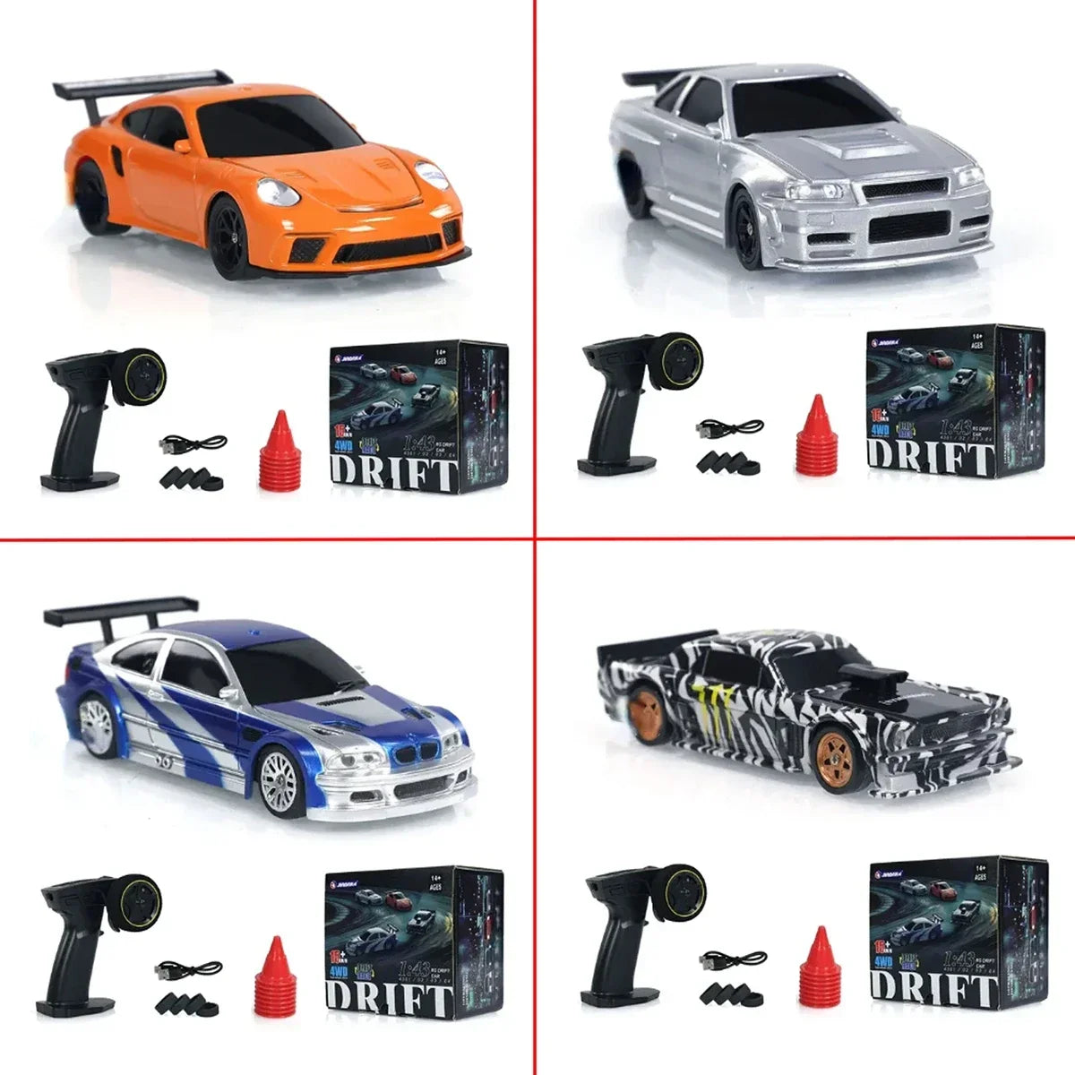 Coche de control remoto RC Drift de 2,4 G, 1/43, 4WD, de alta velocidad, tracción en las cuatro ruedas, minicoche de carreras controlado por radio, juguete de regalo para niño