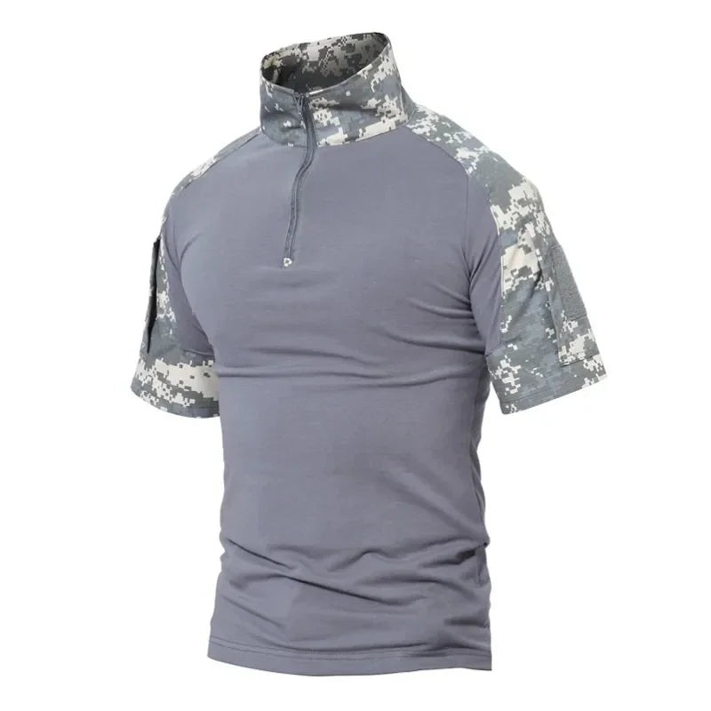 Camiseta táctica militar de verano para hombre, camisetas de algodón de camuflaje de manga corta, ropa para paintball, acampada, escalada y senderismo