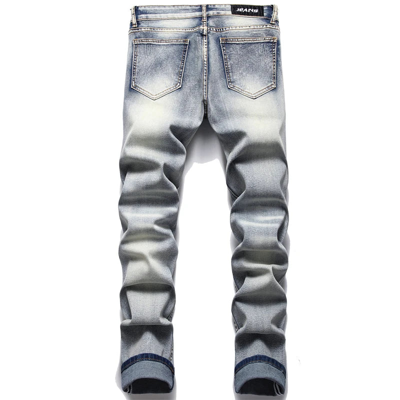 Jeans Casual de Alta Calidad para Hombre | Pintura, Rasgados y Corte Slim Recto | Envío Gratis en **FLIPISHOP.COM**