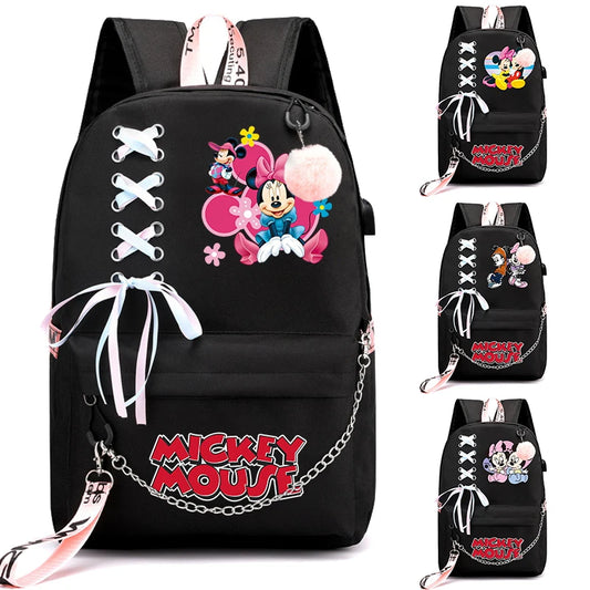 Mochila Disney Mickey Mouse, mochila escolar para niñas, mochila escolar Kawaii para estudiantes, mochila de regreso a la escuela con dibujos animados, mochila de anime para niños