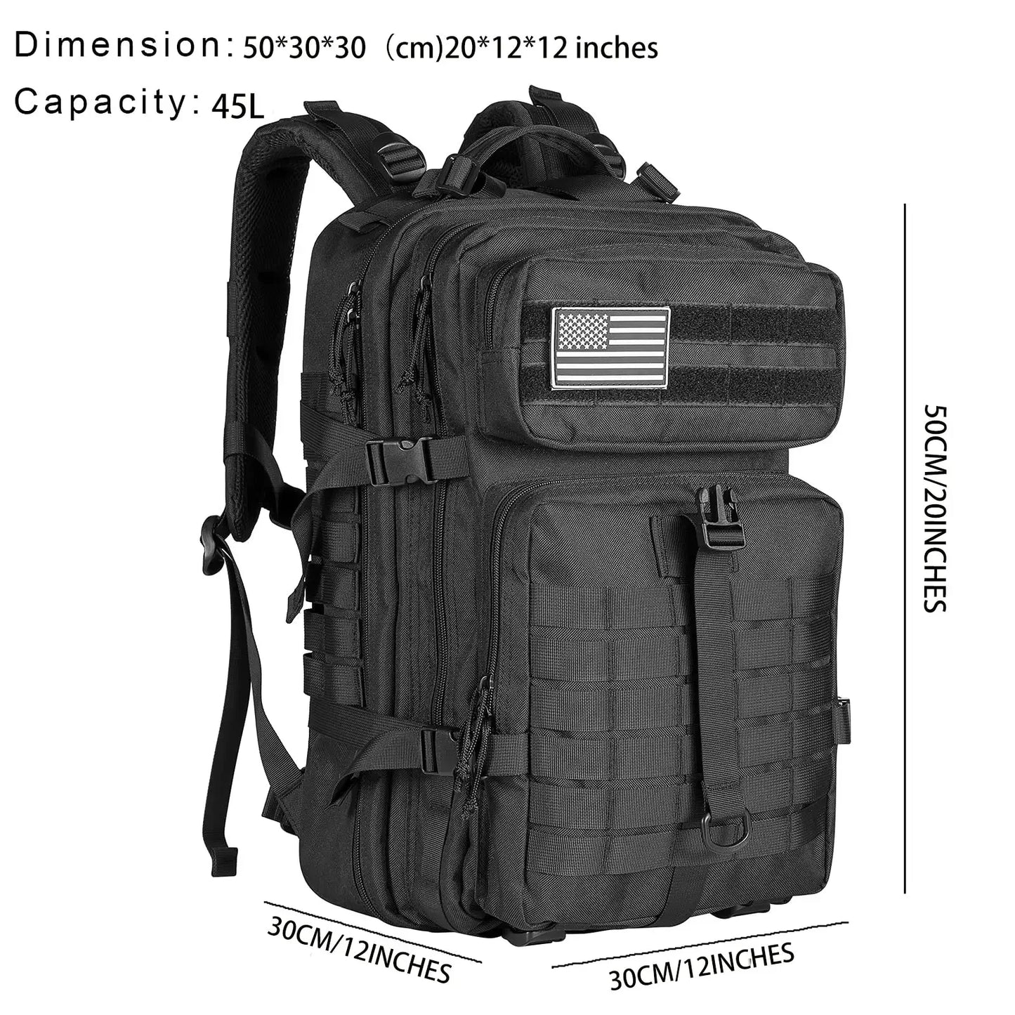 Mochilas tácticas para hombre de 45 l, bolsas de viaje Hking, supervivencia, exteriores, paquete de asalto 3P, EDC, paquete Molle para senderismo, bolsa de caza