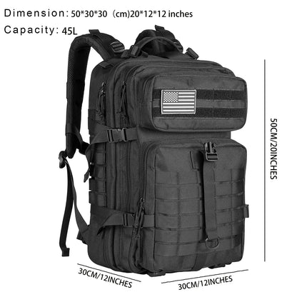 Mochilas tácticas para hombre de 45 l, bolsas de viaje Hking, supervivencia, exteriores, paquete de asalto 3P, EDC, paquete Molle para senderismo, bolsa de caza