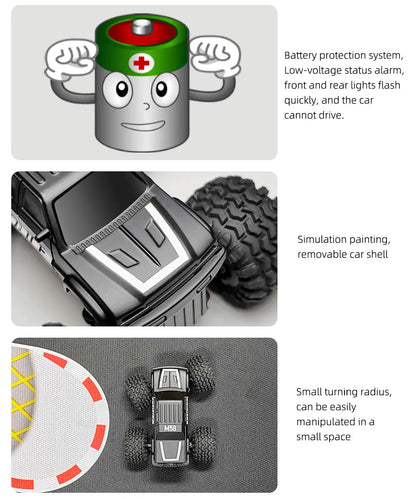 Coche LDARC M58 1:58 2.4G 6 ejes Mini vehículo todoterreno de control remoto Tracción trasera Simulación de escalada de escritorio Modelo de automóvil Big Foot, Envío 0.00 $