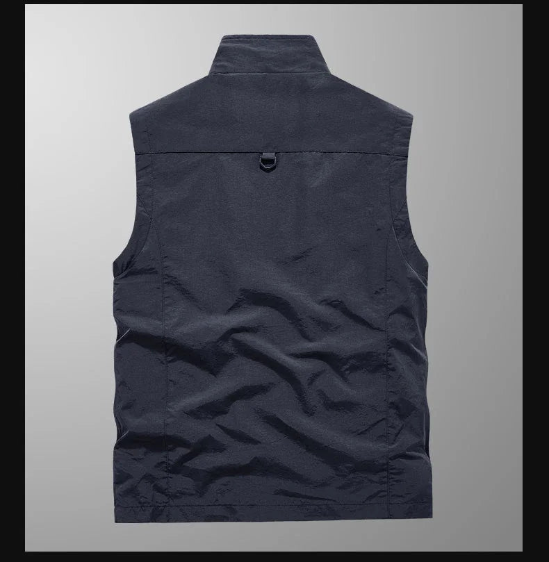 Chaleco de pesca para hombre, de talla grande 7XL 8XL, de secado rápido, para exteriores, para caza, viajes, gimnasio, jogging, deporte, sin mangas, chaqueta de malla