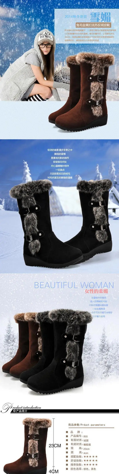 Botas Casual de Moda 2024 | Botas de Nieve Versátiles y Cálidas con Tacón Cuadrado para Mujer | Envío Gratis en **FLIPISHOP.COM**