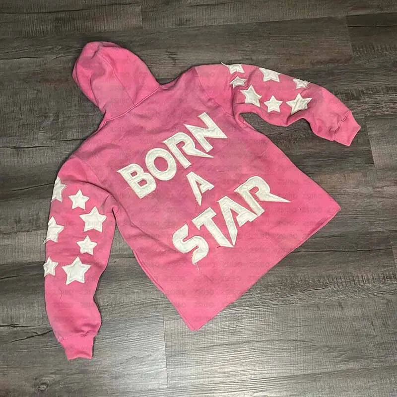 Sudadera con Capucha Bordada Vintage con Letras y Estrellas | Sudadera Holgada Casual para Hombre y Mujer | Envío Gratis en **FLIPISHOP.COM**