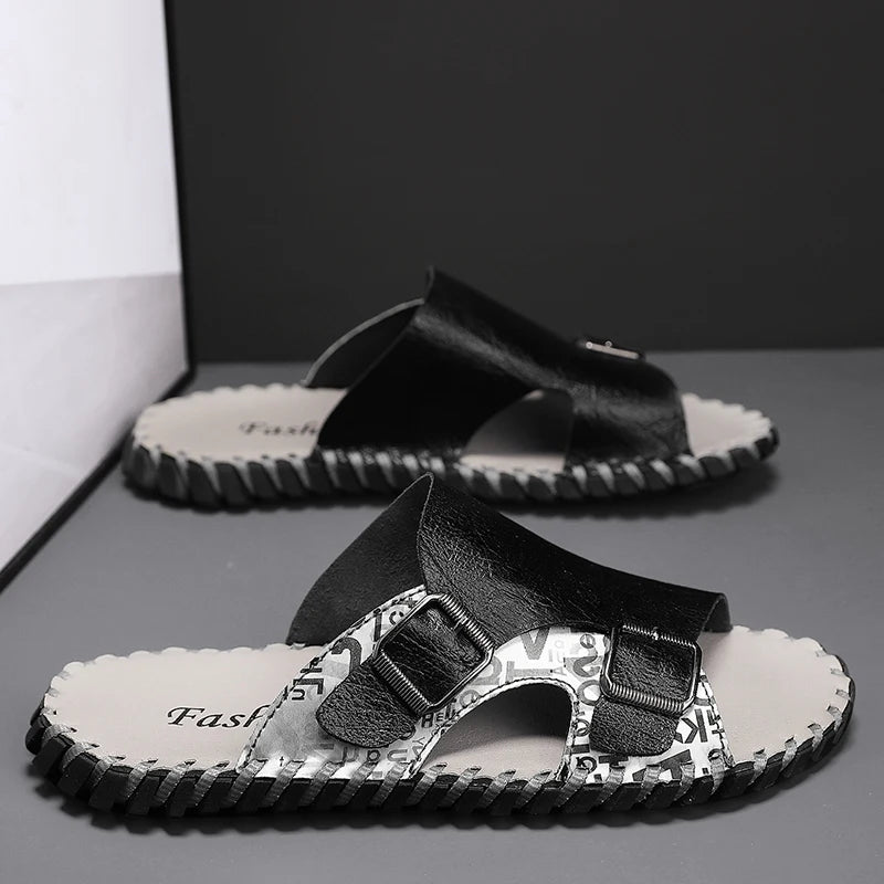 Zapatillas de Verano de Piel | Moda Masculina 2024 | Versátiles Sandalias y Chanclas Hechas a Mano | Envío Gratuito en **FLIPISHOP.COM**