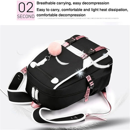 Mochila Estudiante De Secundaria Mochilas Kawaii Unicornio Diseño Mochilas Escolares Carga USB Bagpack Lindo Bolso Anime Mochila Escolar.