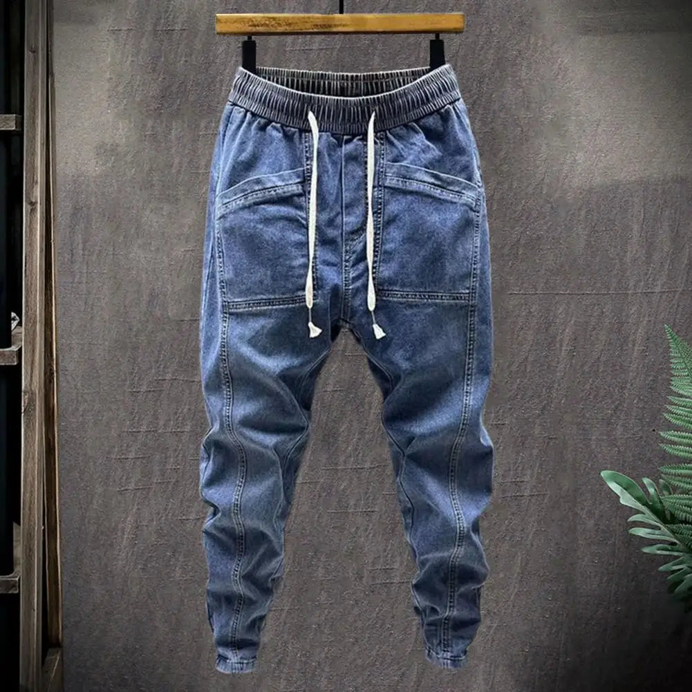 Pantalones, Vaqueros para hombre Moda casual Jogger Harem Pantalones de mezclilla Hip Hop cintura elástica Vaqueros con estampado de letras Pantalón masculino 2024 primavera nuevo