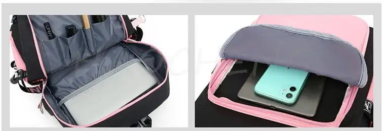 Mochilas Inside Out2 con USB, diseño de dibujos animados en color rosa, para niños y niñas, mochilas escolares para estudiantes, mochilas para adolescentes y mujeres, mochilas escolares para niñas