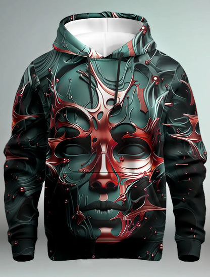 Sudadera con capucha con estampado 3D de bloques de colores y gráficos faciales para hombre, sudadera con capucha de diseñador de primavera, Envío 0.00 $.