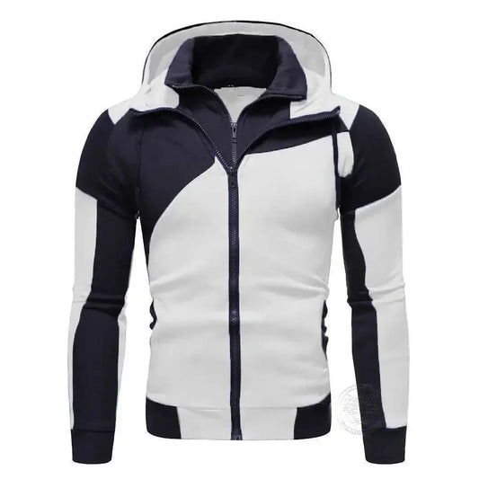 Chaqueta con doble cremallera para hombre, sudadera con capucha y retales cálidos, chaqueta deportiva informal de moda, tallas S a 3XL, otoño e invierno