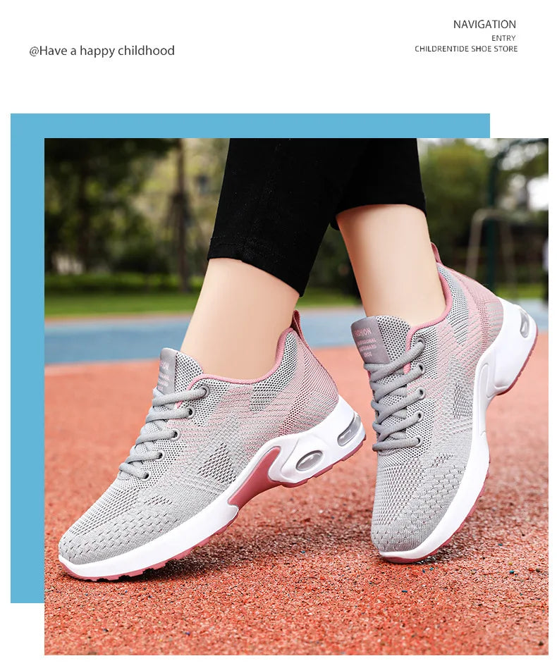 Zapatillas para correr para mujer, primavera 2024, nuevas, de gran tamaño, informales, transpirables, con cordones, con amortiguación de aire, zapatillas deportivas, Envío 0.00 $.