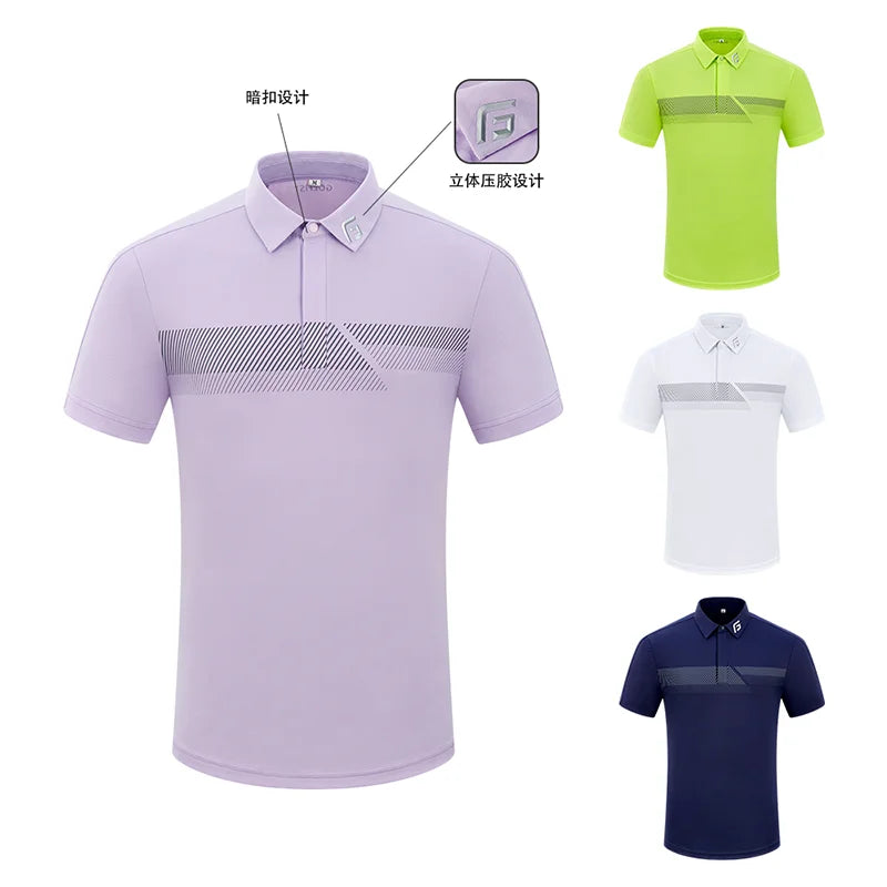 Camisas de golf para hombre, ropa de marca, transpirables, de secado rápido, de manga corta, para golfistas, cuello vuelto