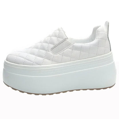 Zapatillas de deporte de plataforma de cuero genuino de 8 cm de alta calidad para mujer, zapatillas gruesas de primavera y otoño, zapatos casuales vulcanizados y cómodos para mujer, Envío 0.00 $.