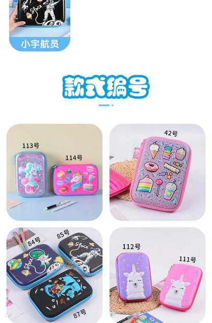 Estuche para lápices 3D de EVA, bonito estuche para lápices de gran capacidad con dibujos animados, estuche rígido 3D de EVA Kawaii, estuche de papelería para estudiantes y alumnos, estuche para lápices de regalo