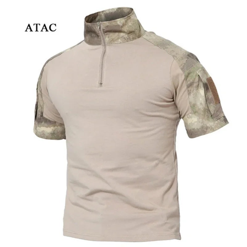 Camisetas tácticas para hombre, camisetas deportivas para exteriores, camisetas militares de secado rápido, camisa de manga corta, senderismo, caza, ropa de combate del ejército para hombre, transpirable